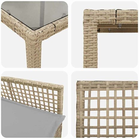 Tuin eettafelset 3 pcs Beige poly rattan 9