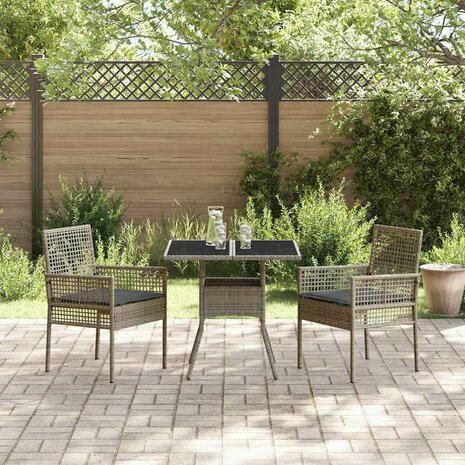 Tuin eettafelset 3 pcs Grijs poly rattan 4