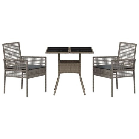 Tuin eettafelset 3 pcs Grijs poly rattan 7