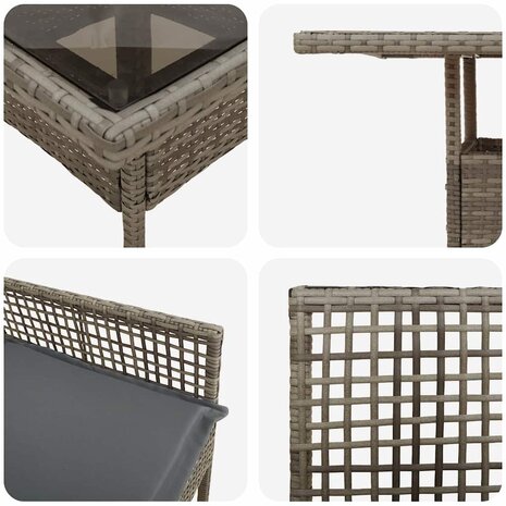 Tuin eettafelset 3 pcs Grijs poly rattan 9