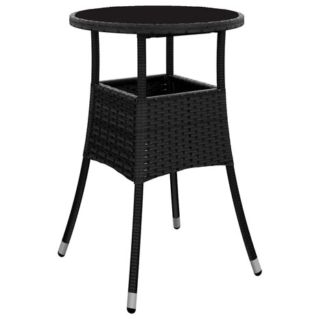 Tuin eettafelset 3 pcs Zwart poly rattan 5