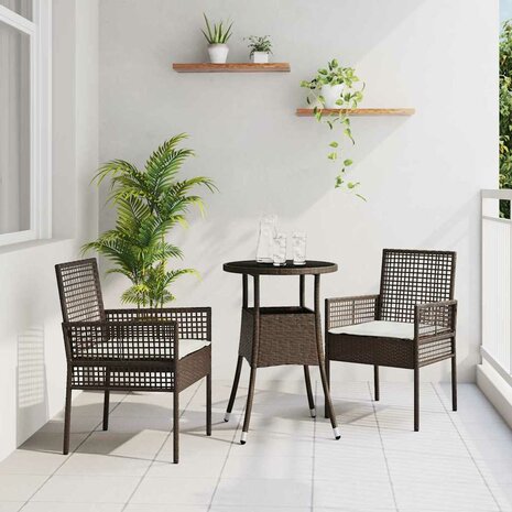 Tuin eettafelset 3 pcs Bruin poly rattan 1