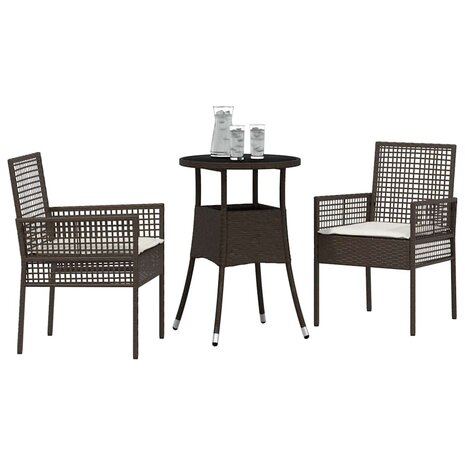 Tuin eettafelset 3 pcs Bruin poly rattan 3