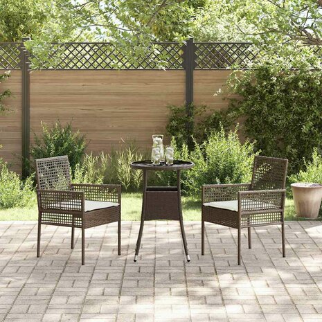 Tuin eettafelset 3 pcs Bruin poly rattan 4