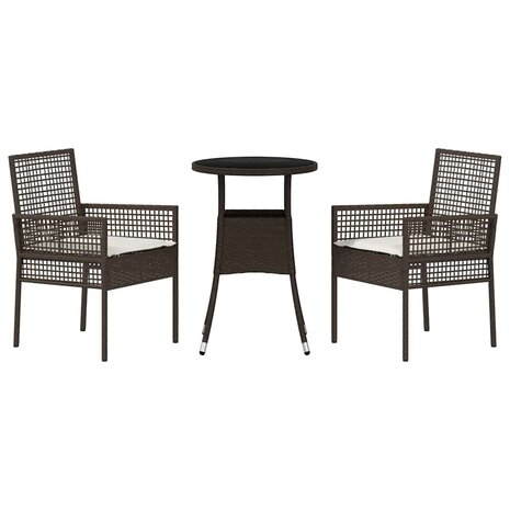 Tuin eettafelset 3 pcs Bruin poly rattan 7