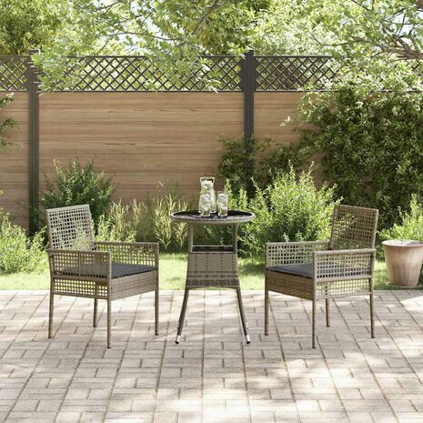 Tuin eettafelset 3 pcs Grijs poly rattan 4