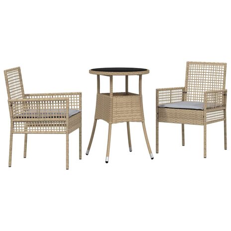 Tuin eettafelset 3 pcs Beige poly rattan 2