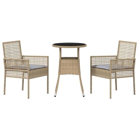 Tuin eettafelset 3 pcs Beige poly rattan 7