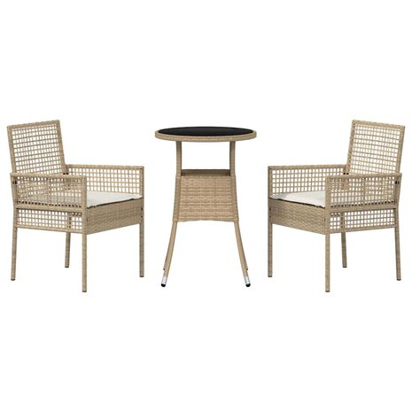 Tuin eettafelset 3 pcs Beige poly rattan 7