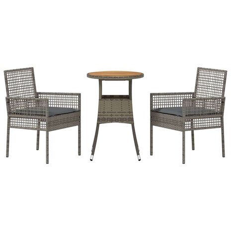 Tuin eettafelset 3 pcs Grijs poly rattan 7