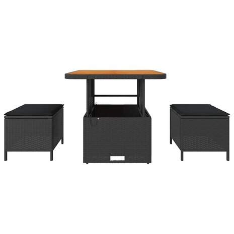 Tuin eettafelset Zwart poly rattan 7