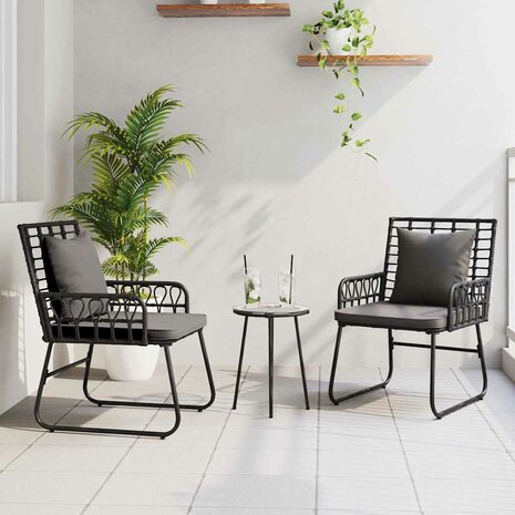Tuin eettafelset 3 pcs Zwart en Anthraciet poly rattan 1