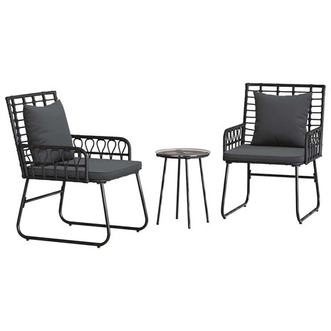 Tuin eettafelset 3 pcs Zwart en Anthraciet poly rattan 2