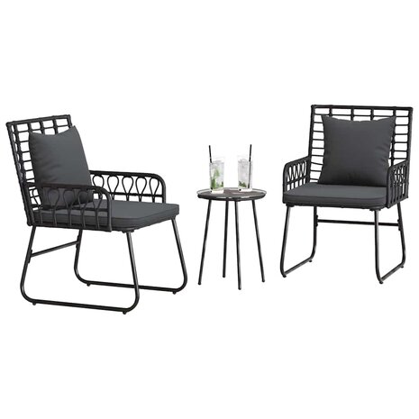 Tuin eettafelset 3 pcs Zwart en Anthraciet poly rattan 3