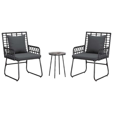 Tuin eettafelset 3 pcs Zwart en Anthraciet poly rattan 8