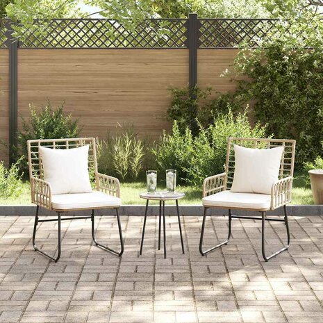Tuin eettafelset 3 pcs Bruin en Cr&egrave;me poly rattan 4