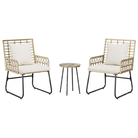 Tuin eettafelset 3 pcs Bruin en Cr&egrave;me poly rattan 8