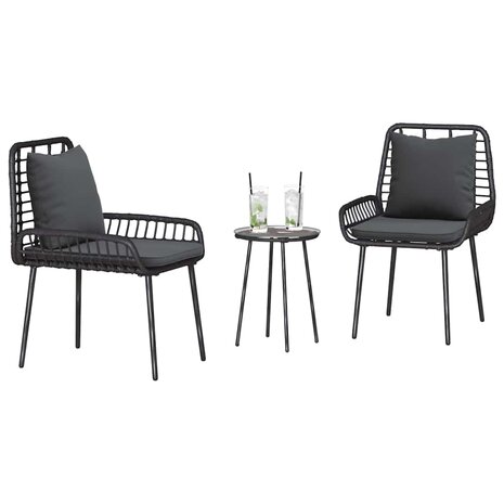 Tuin eettafelset 3 pcs Zwart en Anthraciet poly rattan 3