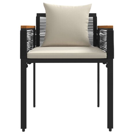 Buitenmeubelset met kussen Zwart en Cream Wit PE Rattan 7