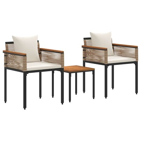 Buitenmeubelset met kussen Beige en Cr&egrave;me Wit PE Rattan 2