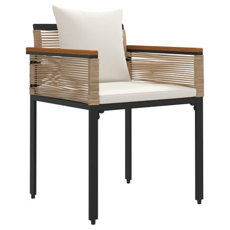 Buitenmeubelset met kussen Beige en Cr&egrave;me Wit PE Rattan 5