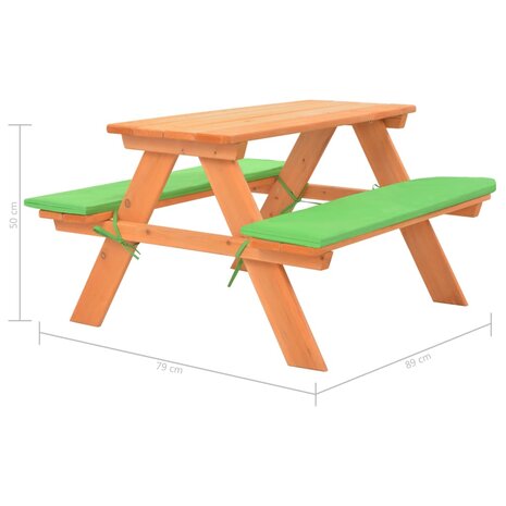 Kinderpicknicktafel met banken 89x79x50 cm massief vurenhout 6
