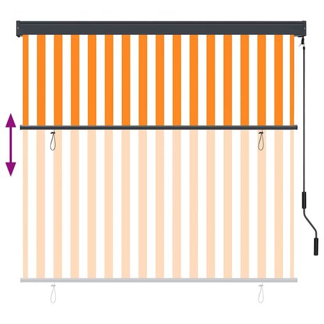 Rolgordijn Wit en Oranje 180x250 cm Stof en Aluminium 7