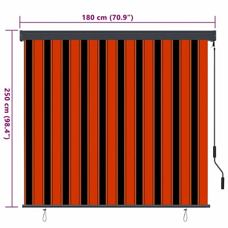 Rolgordijn Oranje en Bruin 180x250 cm Stof en Aluminium 8