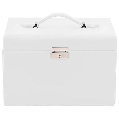 Sieradendoosje 3laags met spiegel afsluitbaar 26x18x17,5 cm wit 4