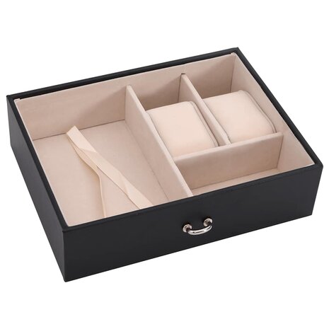 Sieradendoosje 3-laags spiegel afsluitbaar 26x18x17,5 cm zwart 9