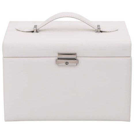 Sieradendoosje 4laags spiegel afsluitbaar 22,5x17,5x16,5 cm wit 4
