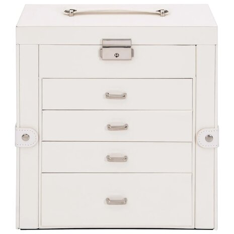 Sieradendoosje 5-laags met spiegel afsluitbaar wit 4