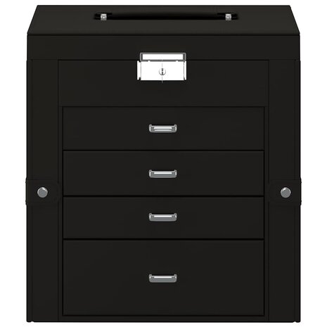 Sieradendoosje 5-laags met spiegel afsluitbaar zwart 4