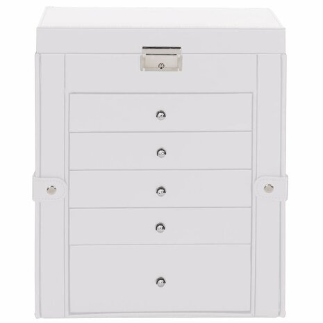 Sieradendoosje 6-laags met spiegel afsluitbaar wit 4