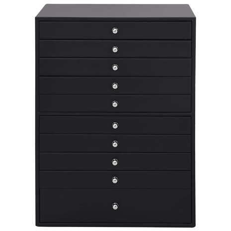 Sieradendoos 10-laags met horlogehouders zwart 29x20,5x40,5 cm 4