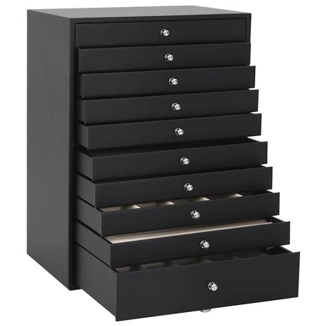 Sieradendoos 10-laags met horlogehouders zwart 29x20,5x40,5 cm 5