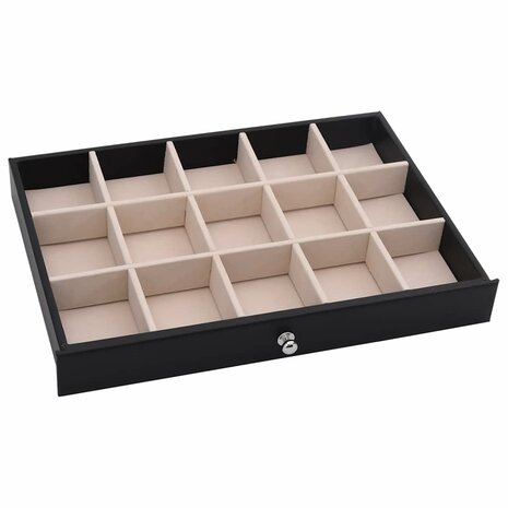Sieradendoos 10-laags met horlogehouders zwart 29x20,5x40,5 cm 9