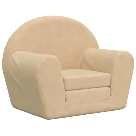 Kinderslaapbank zacht pluche cr&egrave;mekleurig 2