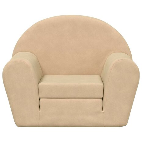 Kinderslaapbank zacht pluche cr&egrave;mekleurig 3