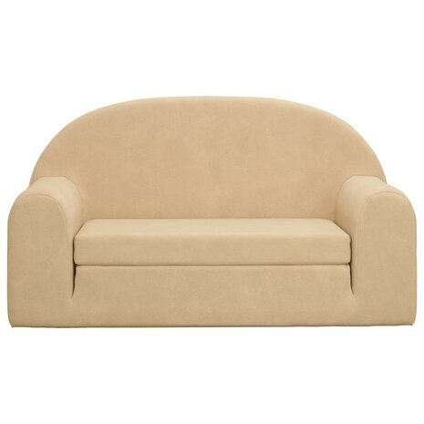 Kinderslaapbank 2-zits zacht pluche cr&egrave;mekleurig 3