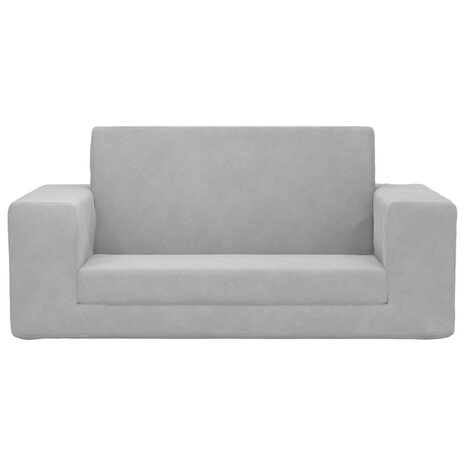 Kinderslaapbank 2-zits zacht pluche lichtgrijs 3