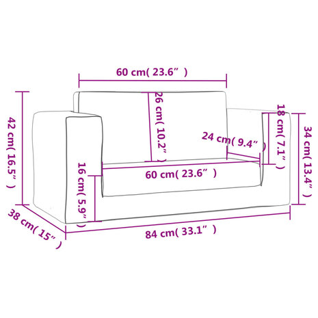 Kinderslaapbank 2-zits zacht pluche lichtgrijs 9