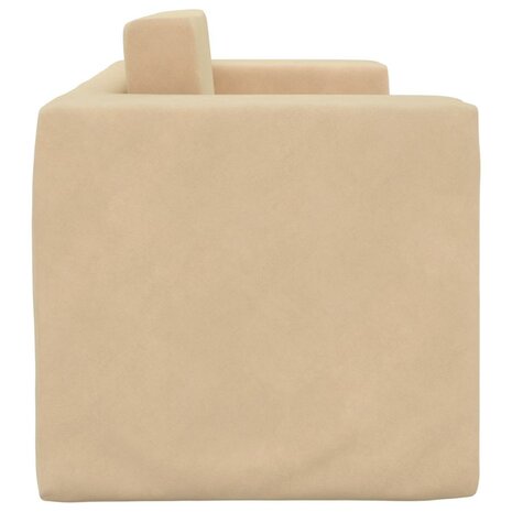 Kinderslaapbank 2-zits zacht pluche cr&egrave;mekleurig 5