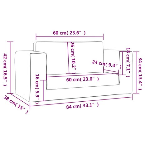 Kinderslaapbank 2-zits zacht pluche cr&egrave;mekleurig 9