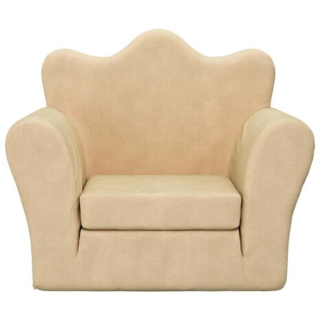 Kinderslaapbank zacht pluche cr&egrave;mekleurig 3