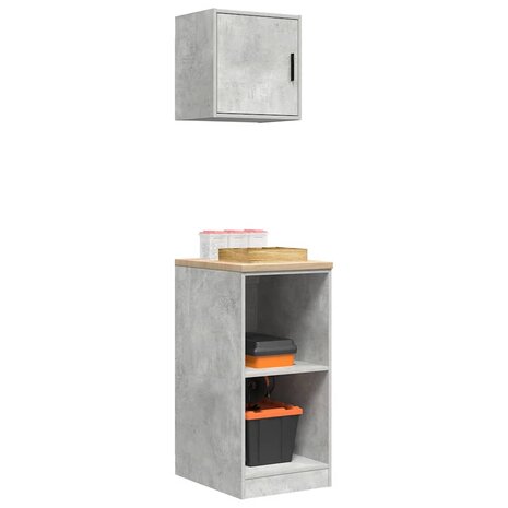 Garagekasten 2 st bewerkt hout betongrijs 4