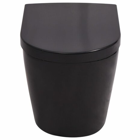Hangend toilet met verborgen stortbak keramiek zwart 6
