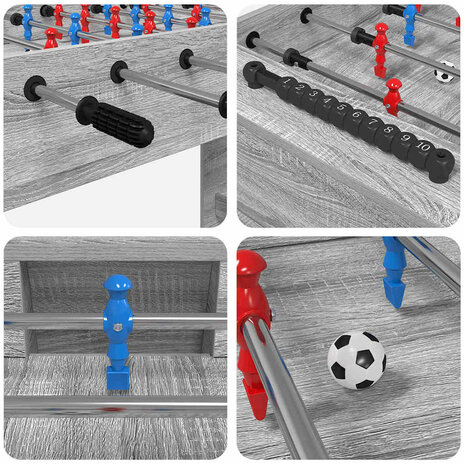 Voetbaltafel Grijze Sonoma 125 x 60,5 x 80 cm Bewerkt hout 8