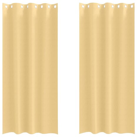 Zwart-out Gordijnen met Ringen 2 pcs Beige 225 x 140 cm 2
