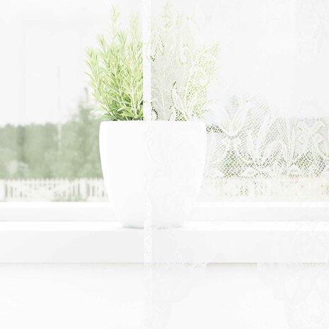 Kantgordijn met gordijnen Bloemen Wit 120 x 300 cm Polyester 3